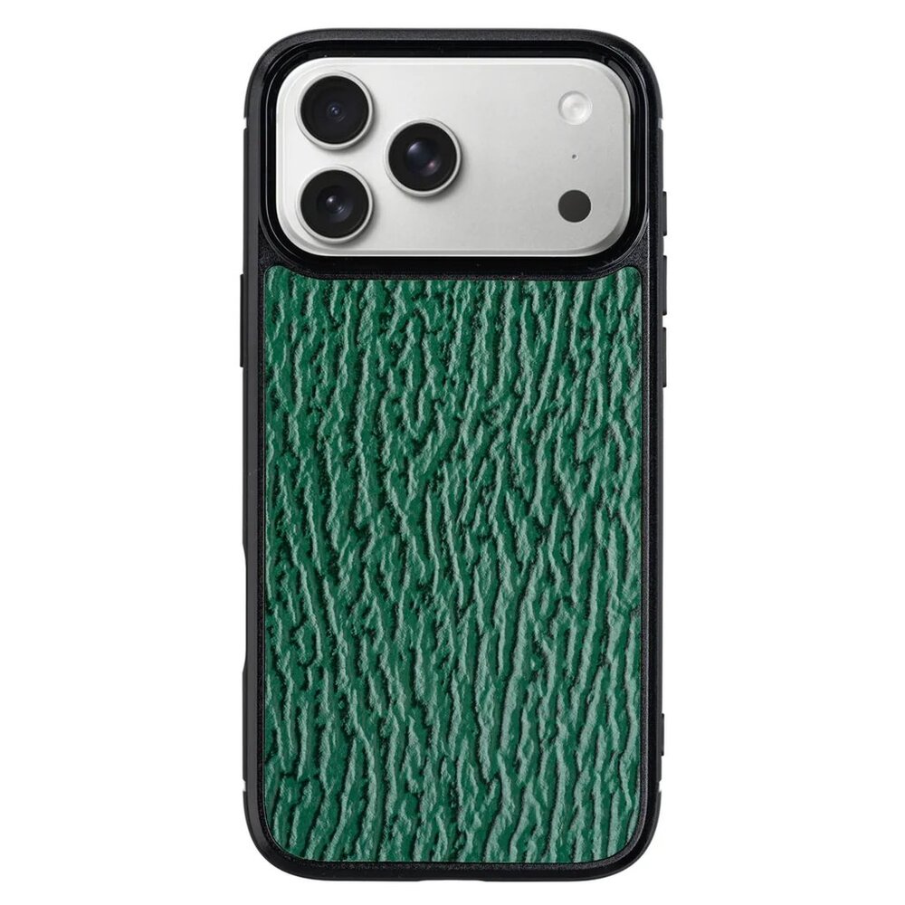 Forest Green iPhone 17 Pro / Pro Max Shark Leather Case – Handmade Luxury